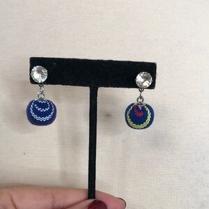 Guatemalan handmade Colorful Beaded Earrings with Crystal Accents